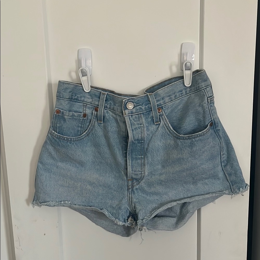 Levi's Blue Jean Shorts Distressed High-Waisted